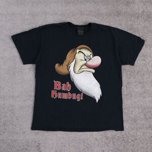 Vintage Disney Grumpy Dwarf Snow White Large Solid Black Short Sleeve T-Shirt
